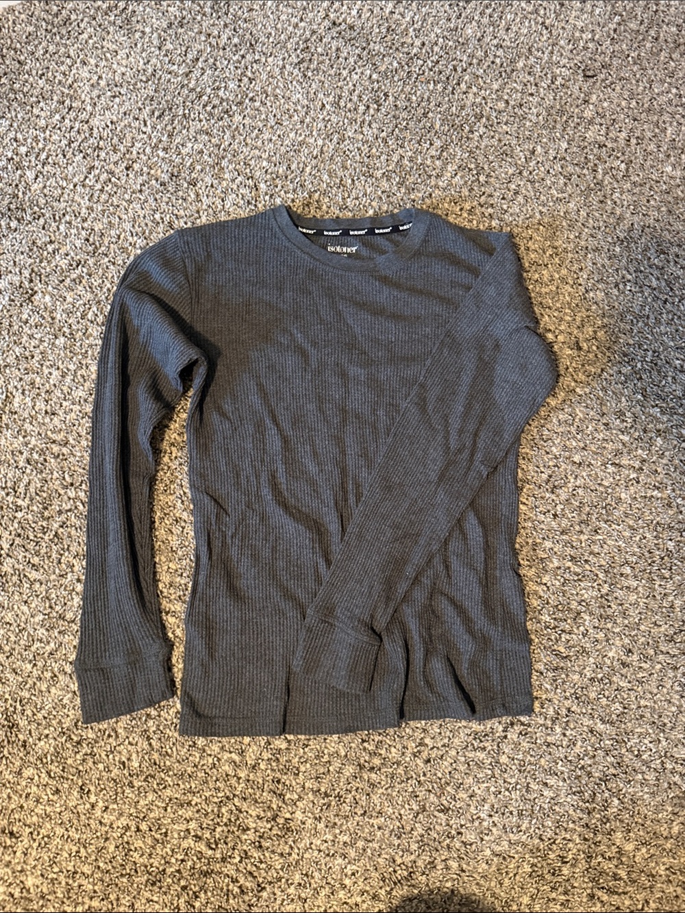Isotoner Charcoal Waffle-Knit Long-Sleeve shirt